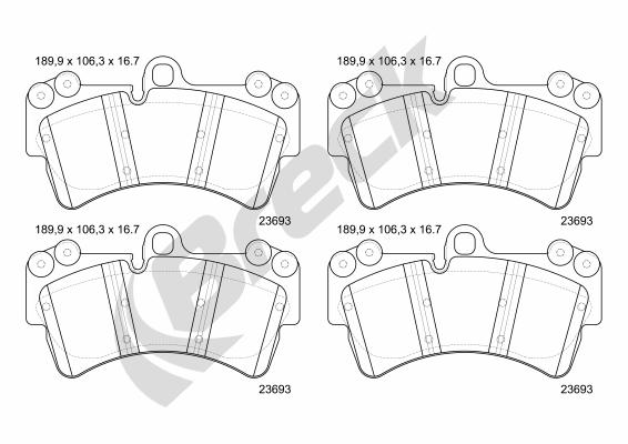 Brake Pad Set, disc brake - 23693 00 553 00 BRECK